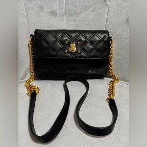 Marc Jacobs Black Quilted Crossbody Bag with Gold Chain just like new